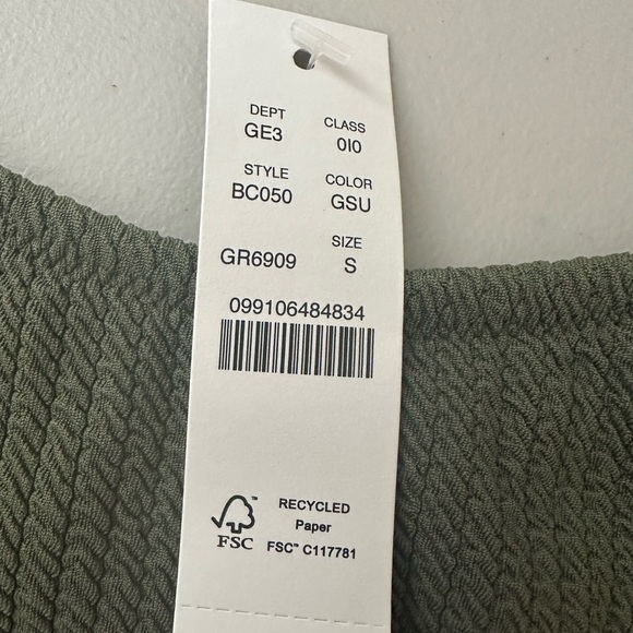 J.Crew Textured Curved-Waist Cheeky Bikini Swim Bottoms Size Small Olive Green - Picture 2 of 5